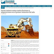 Sector minero suma cuatro fusiones y adquisiciones en el primer trimestre del ao
